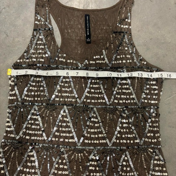 Y2K Walter Baker Sequin Beaded Sparkly Mesh Tank Top - Picture 5 of 10